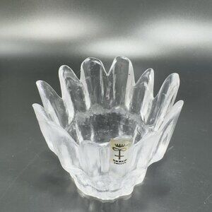 SKRUF Sweden Glass Clear Crystal Glass Votive Candle Holder Single Textured VTG‎